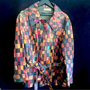 Patchwork vintage leather coat sz. 30